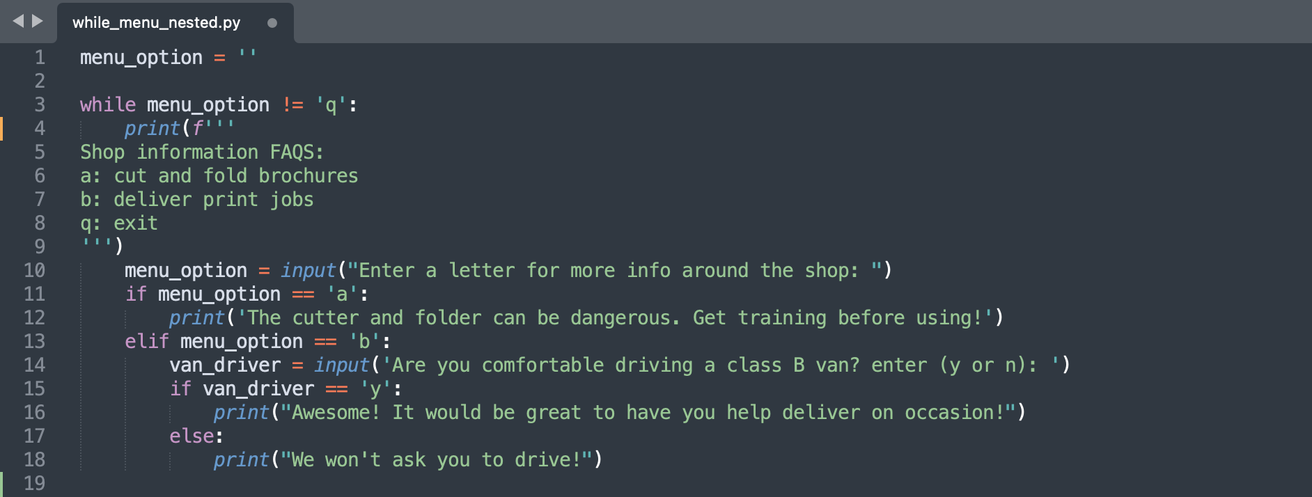 sample while nested
